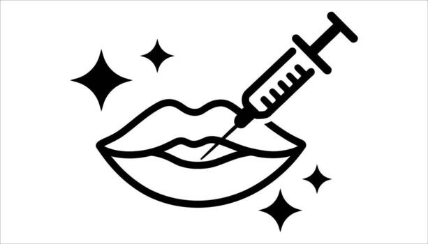 lips enhancement with injection symbol icon for beauty treatment vector